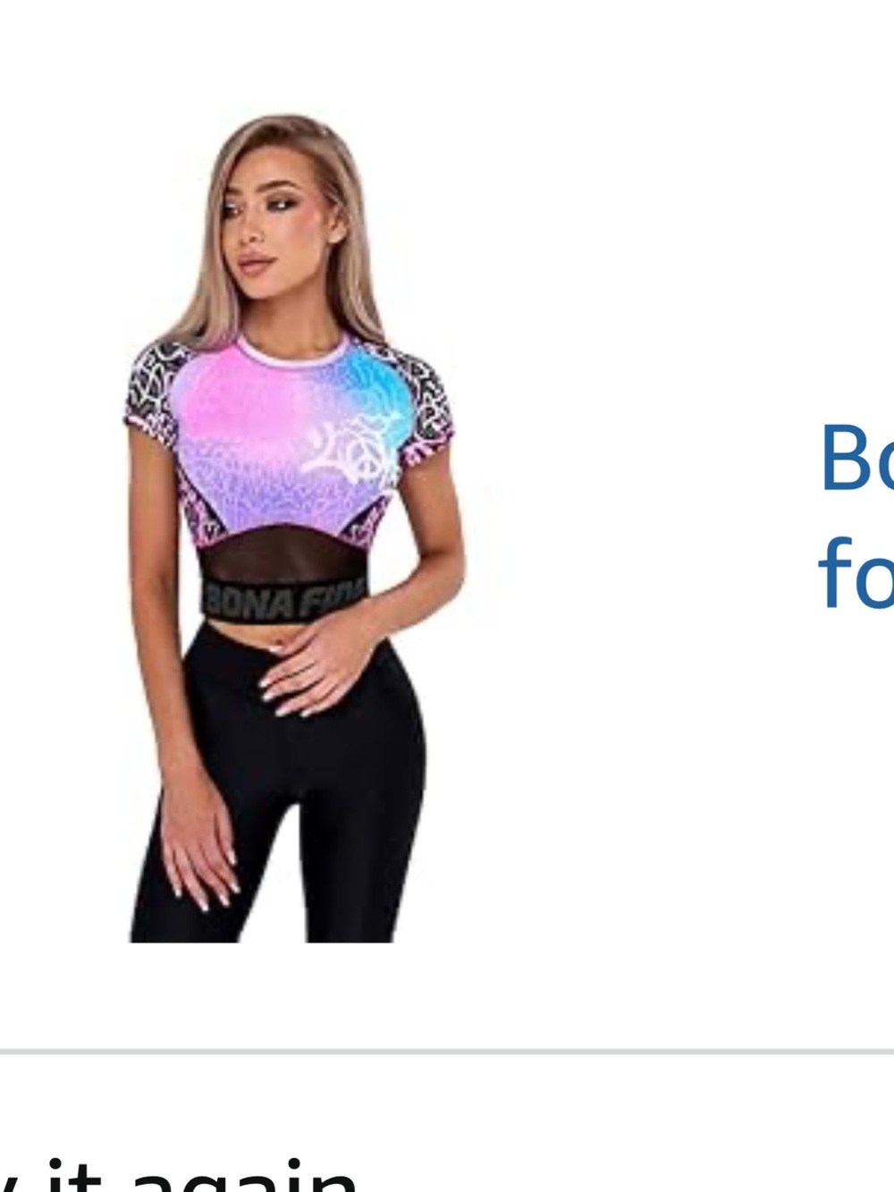Branded Pink-Blue Ombre Cropped Active Top NWOT